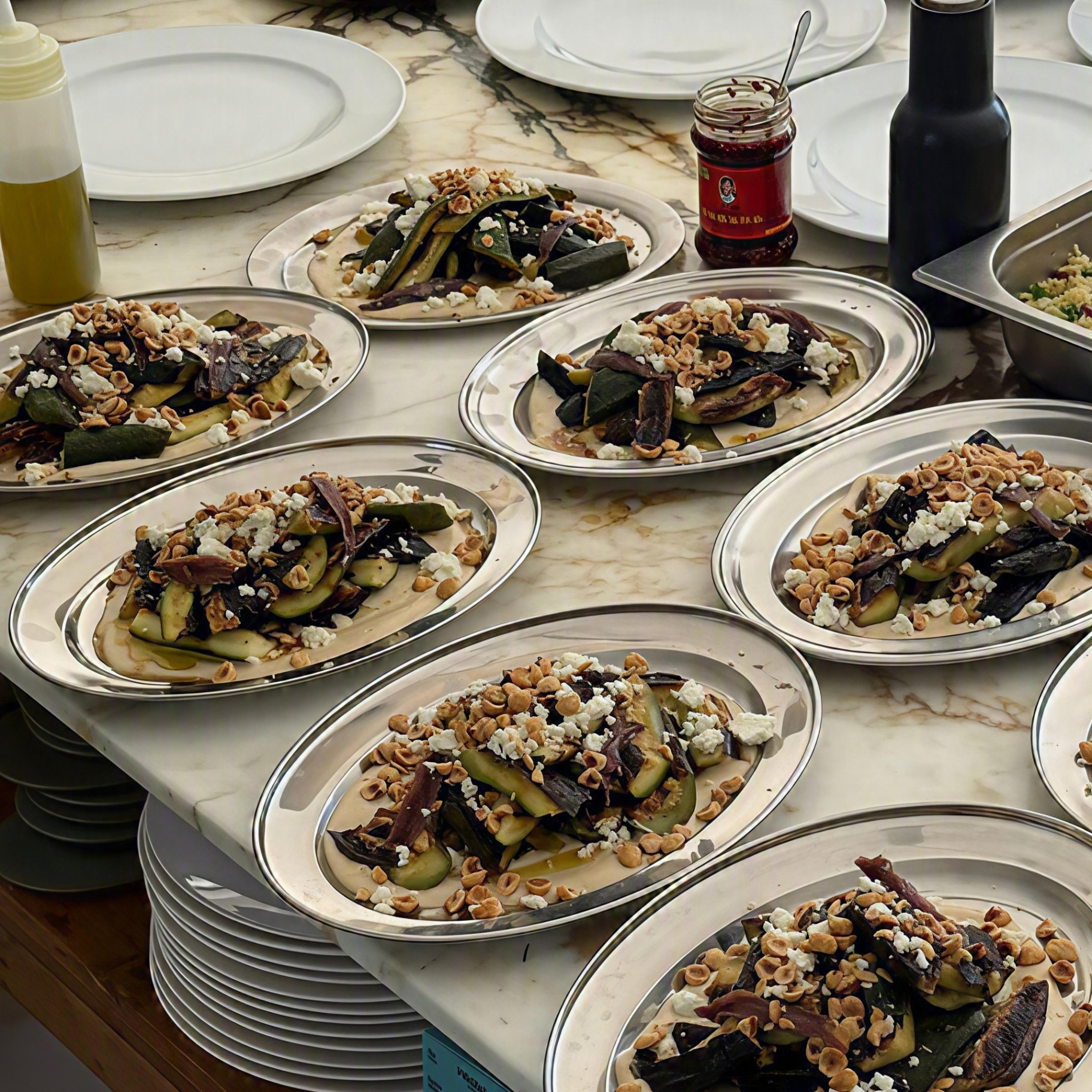 plated event dishes on a marble counter